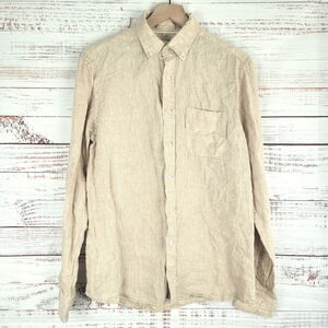 Porter & Ash Linen Button Down Shirt Mens Medium Long Sleeve Size M